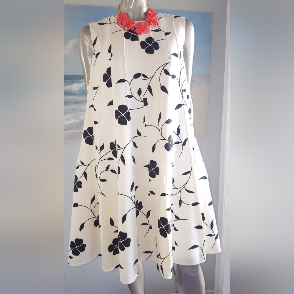 $4,190 NEW 2020 OSCAR DE LA RENTA GORGEOUS IVORY BLK WOOL DAY DRESS US XL